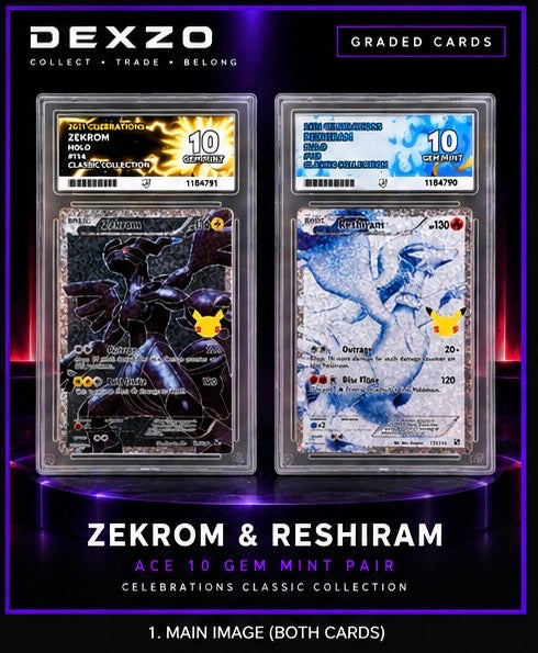 Zekrom & Reshiram — ACE 10 Gem Mint Pair — Celebrations Classic Collection