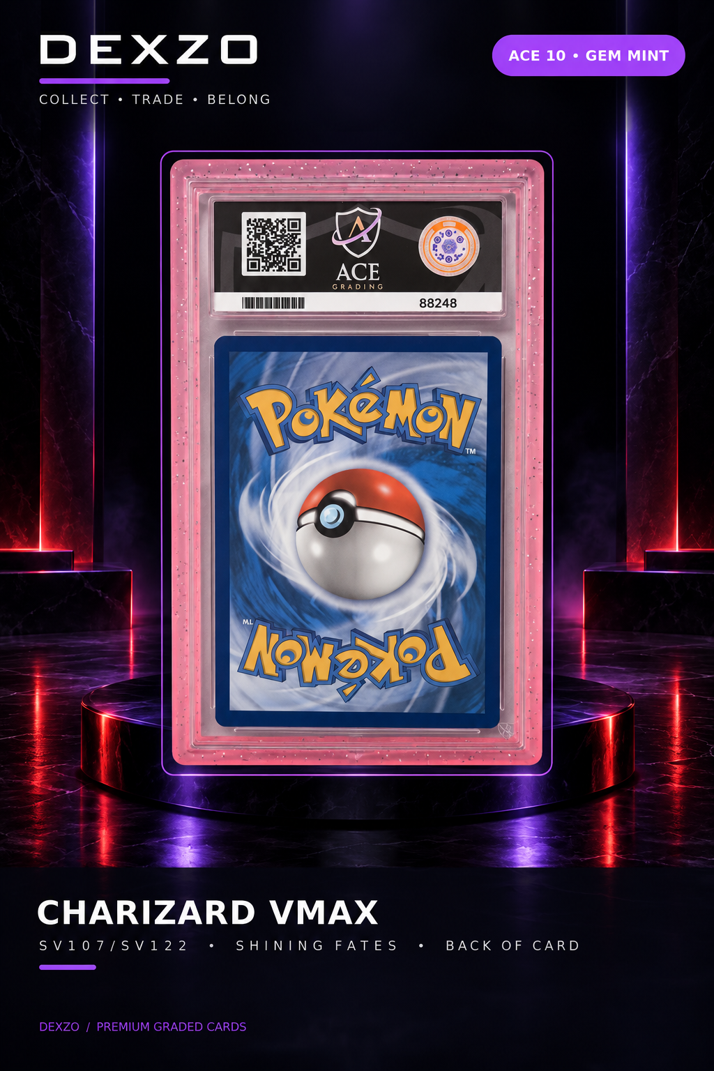 Charizard VMAX SV107/SV122 ACE 10 Gem Mint + Protective Guard — Shining Fates